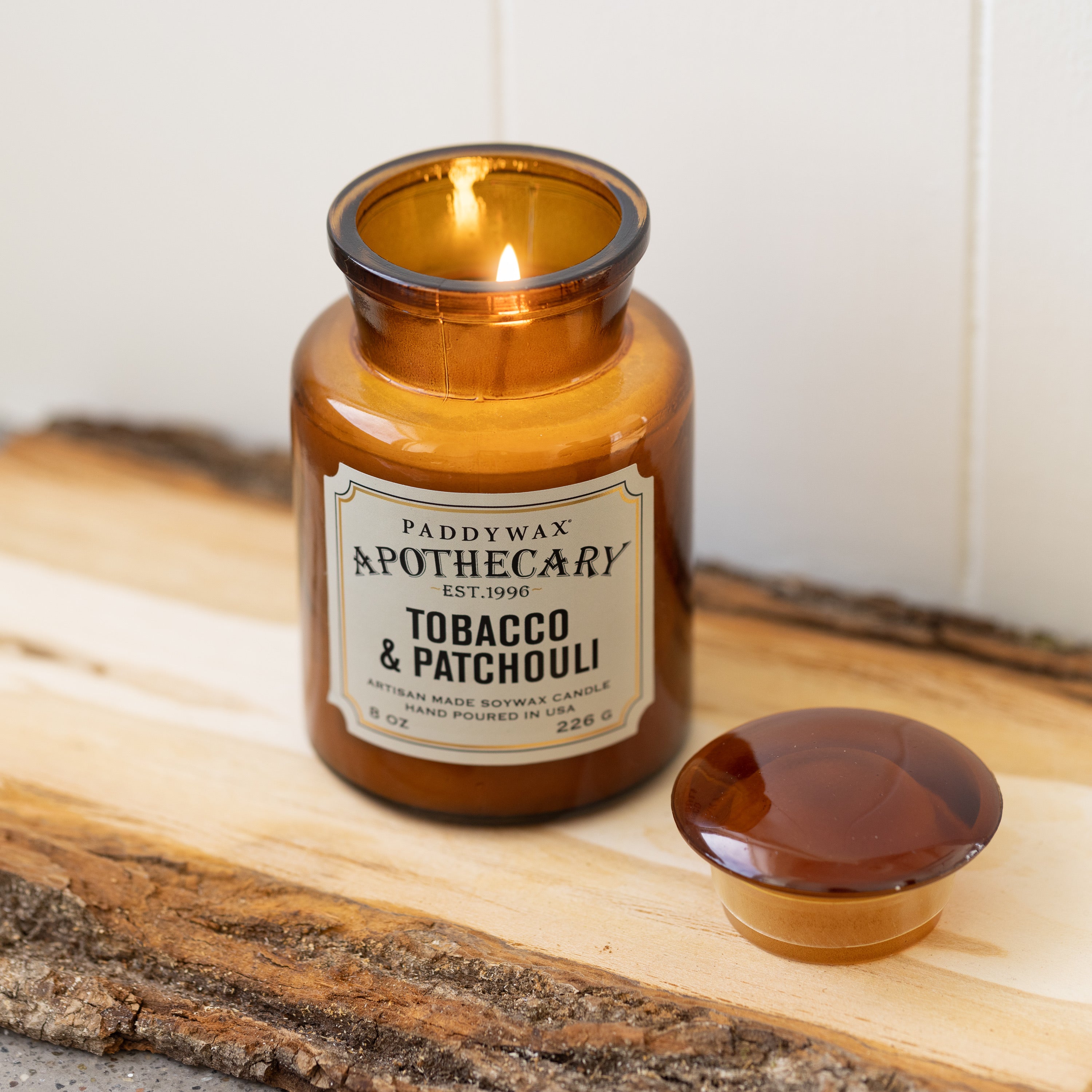 Apothecary Glass Jar Candle (226g) - Tobacco & Patchouli illatgyertya