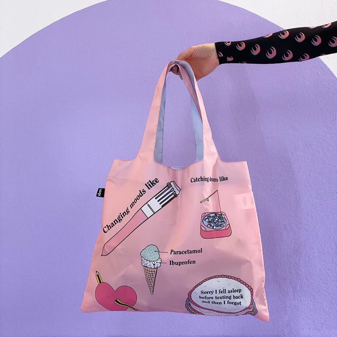 LOQI Giulia Hartz - Pattern Recycled Bag - környezetbarát bevásárlótáska