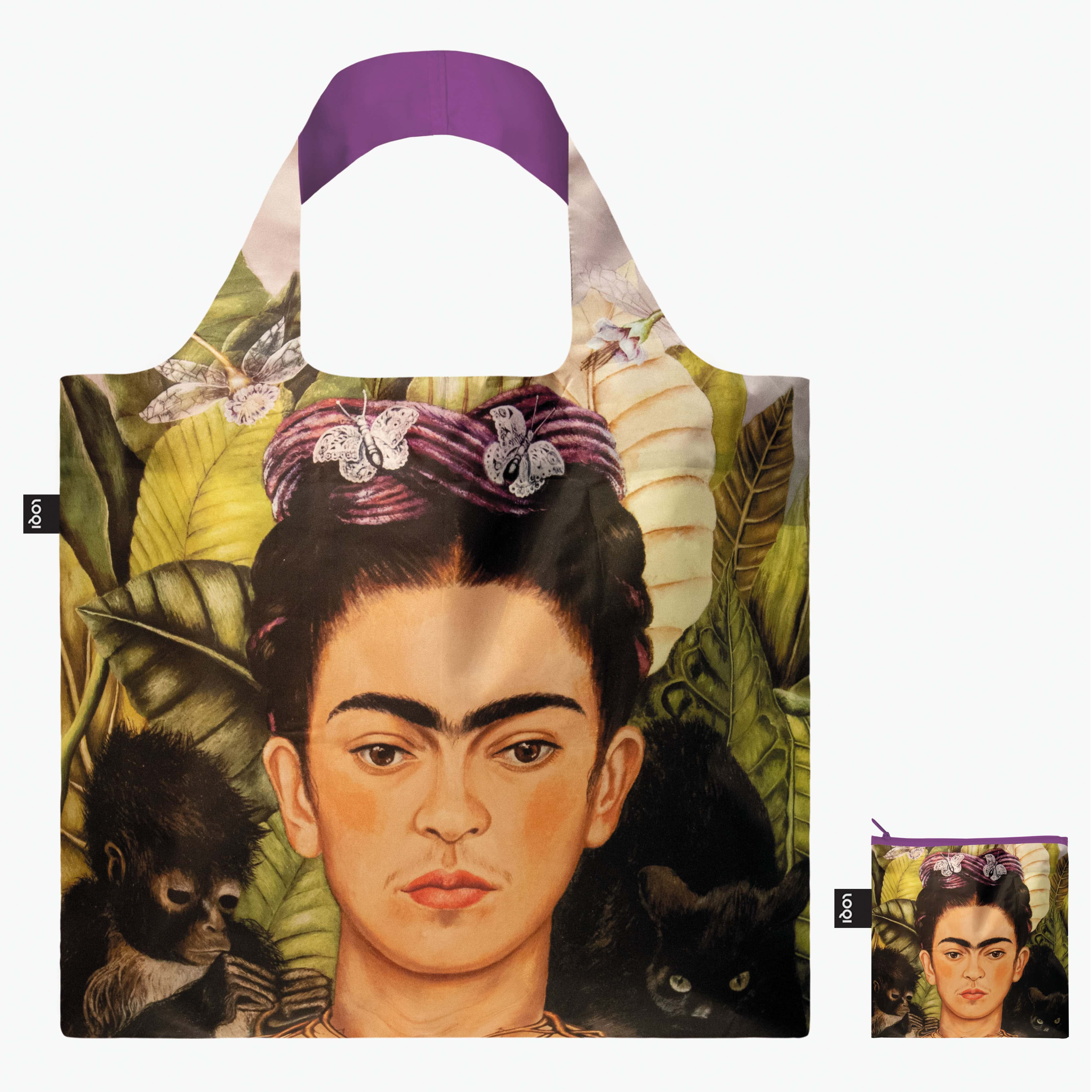 LOQI Táska LOQI Frida Kahlo - Self Portrait with Hummingbird Recycled - környezetbarát bevásárlótáska