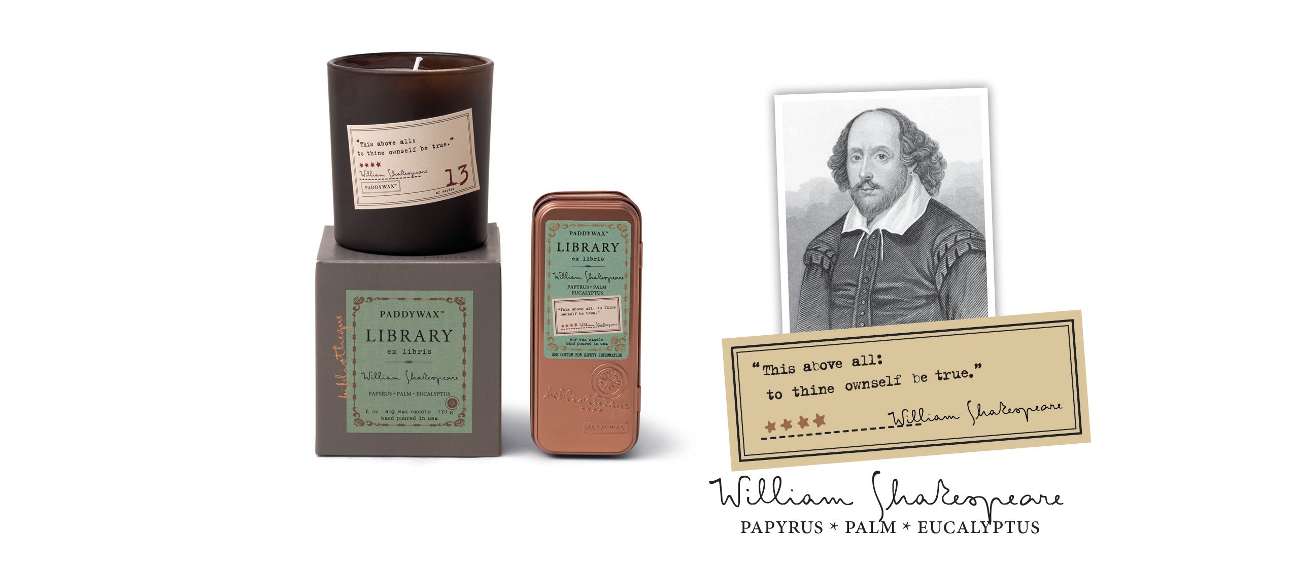 Library Travel Tin Candle (70g) - William Shakespeare illatgyertya