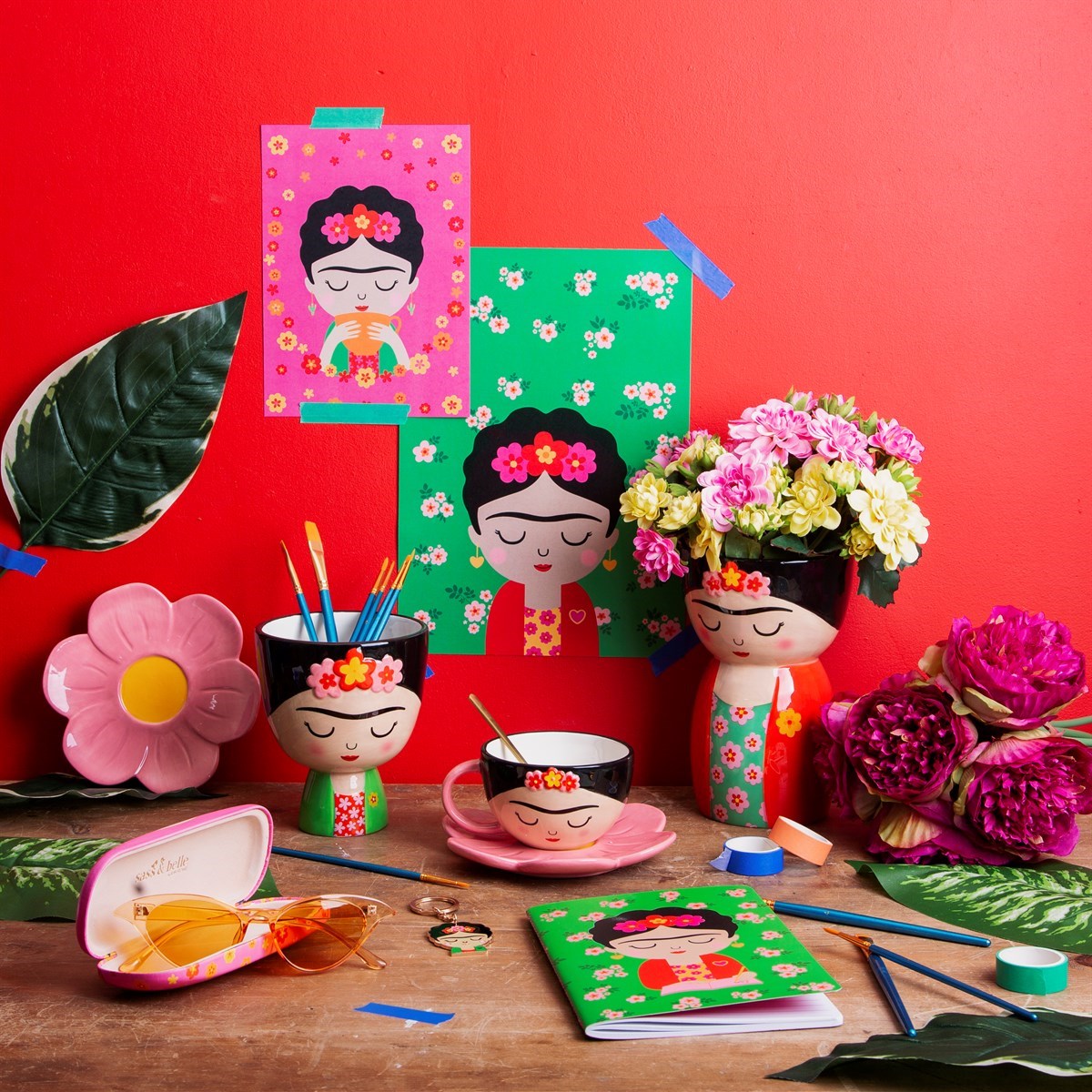 Frida Cup and Flower Saucer Set