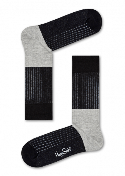Happy Socks termék Happy Socks Block Rib Zokni - fekete-szürke