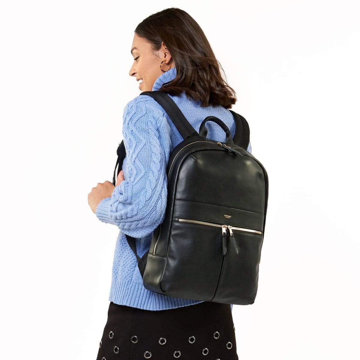 Knomo Hátizsák Knomo Beaux Black RFID 14" női bőr hátizsák