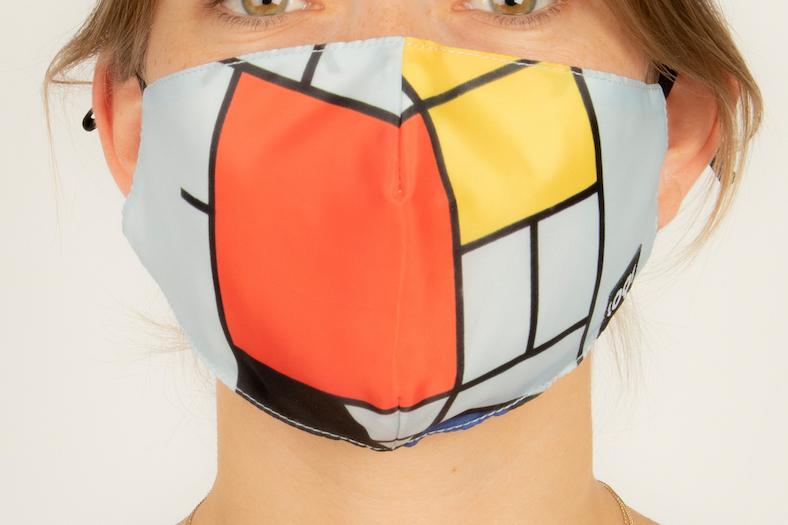 LOQI Maszk LOQI PIET MONDRIAN Composition with Red, Yellow, Blue and Black Mask - textil arcmaszk, szájmaszk