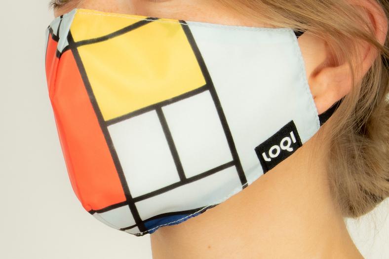 LOQI Maszk LOQI PIET MONDRIAN Composition with Red, Yellow, Blue and Black Mask - textil arcmaszk, szájmaszk