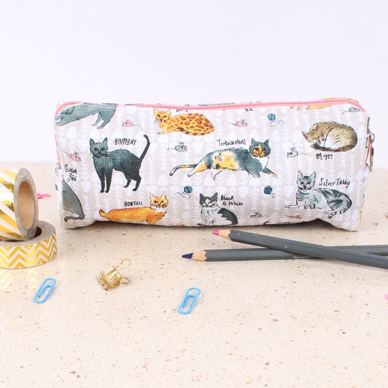 Milly Green Curious Cats Pencil Case - 100% Recycled Cotton