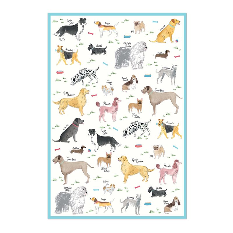 Milly Green Debonair Dogs Tea Towels Set of 2 - 100% Recycled Cotton
